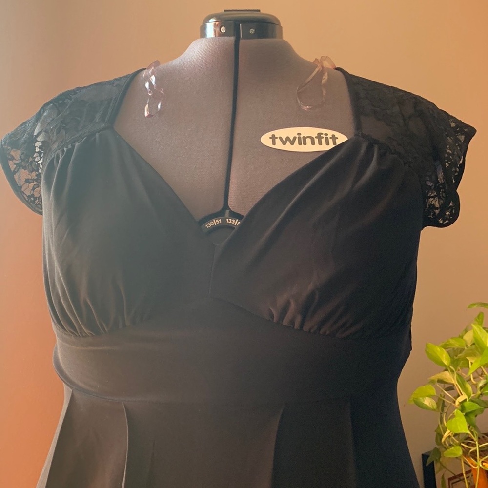 Black lace mini dress